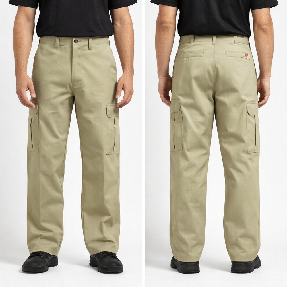 Dickies Mens Loose Fit Cargo Work Pants Khaki Tan 38x32‎ 2112372KH NWT